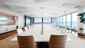 A high-tech AV-integrated boardroom