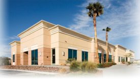 A building featuring a stucco exterior