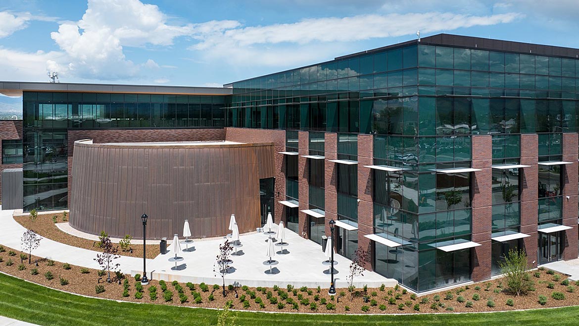 An aerial view of Murray City Hall